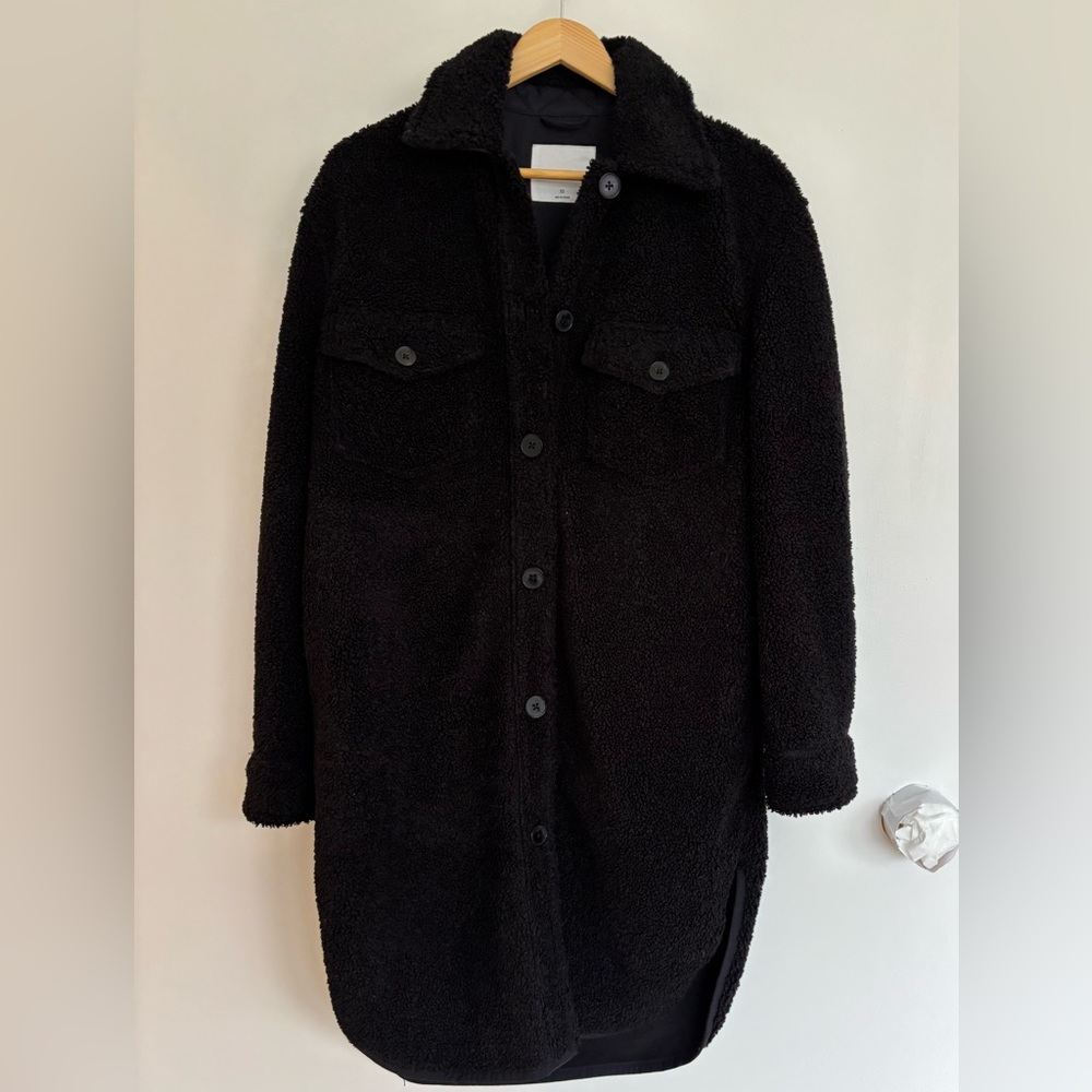 WILFRED FREE Long Black Boucle Shirt Jacket, Size XS, Like New Condition